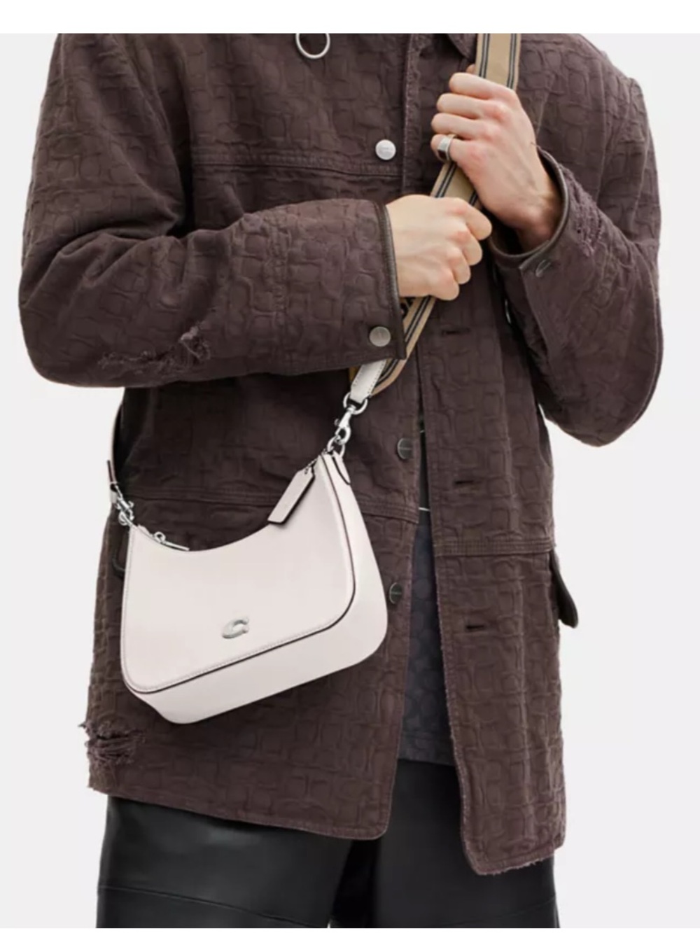 COACH Crossgrain leather small hobo crossbody bag - White NWT - Picture 5 of 16
